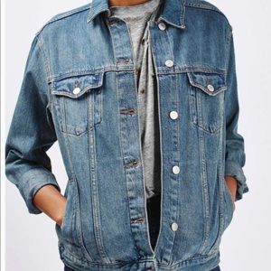 Topshop Oversized Moto Denim Jacket